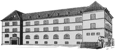 Tallinna Juudi Kooli vana koolimaja ajaloolisel illustratsioonil.